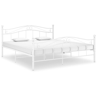 Bed Frame without Mattress White Metal 180x200 cm Super King