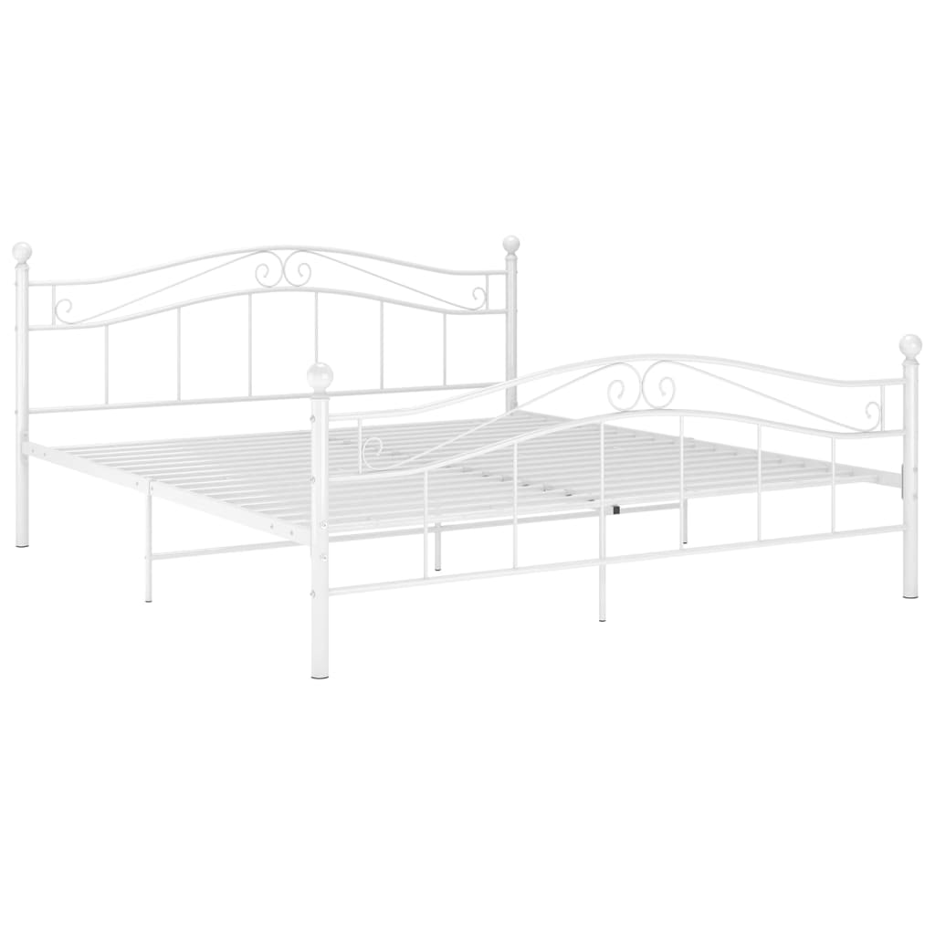 Bed Frame without Mattress White Metal 180x200 cm Super King