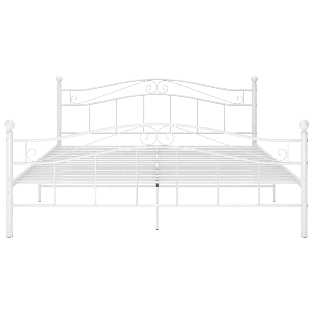 Bed Frame without Mattress White Metal 180x200 cm Super King