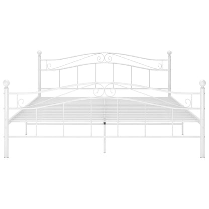 Bed Frame without Mattress White Metal 180x200 cm Super King