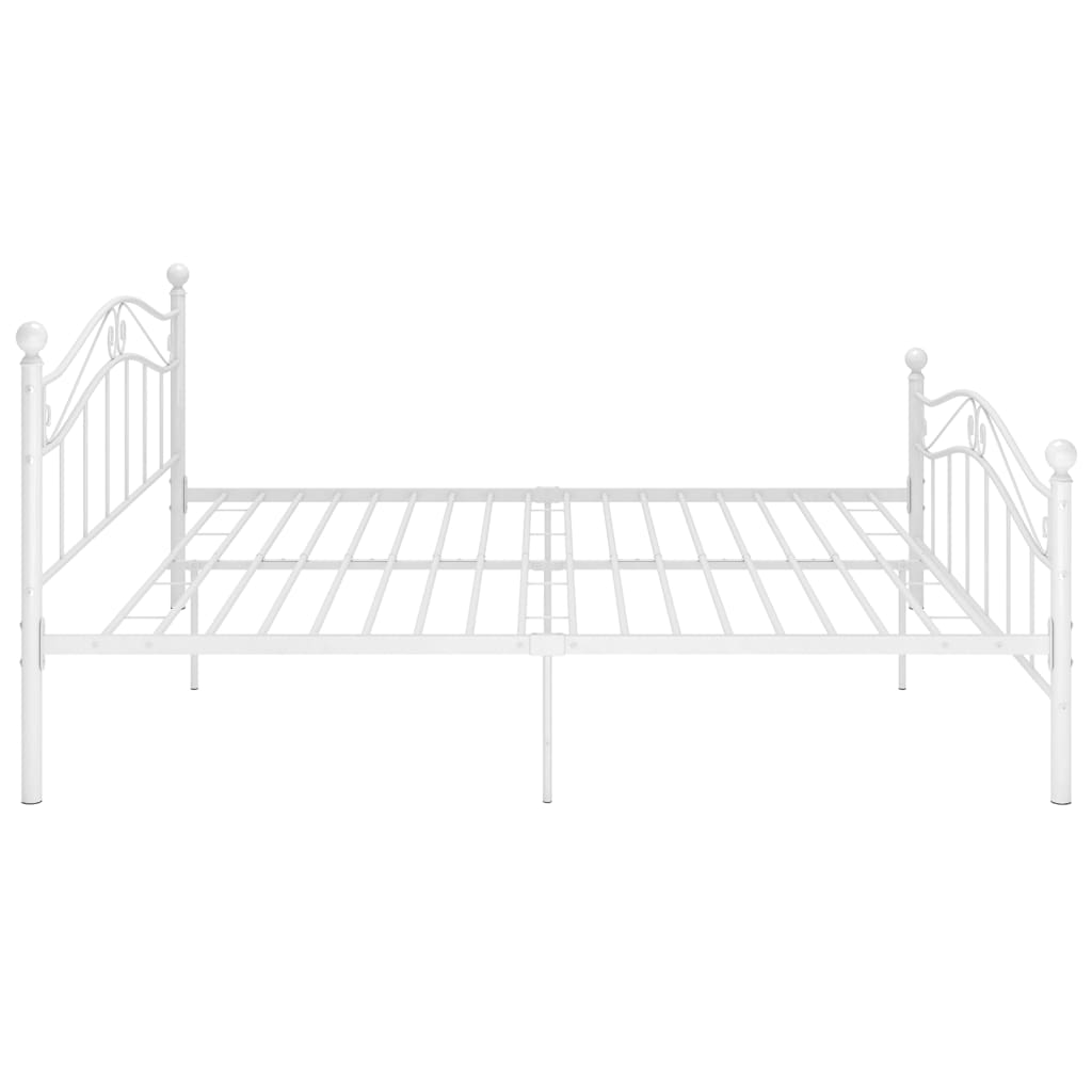 Bed Frame without Mattress White Metal 180x200 cm Super King