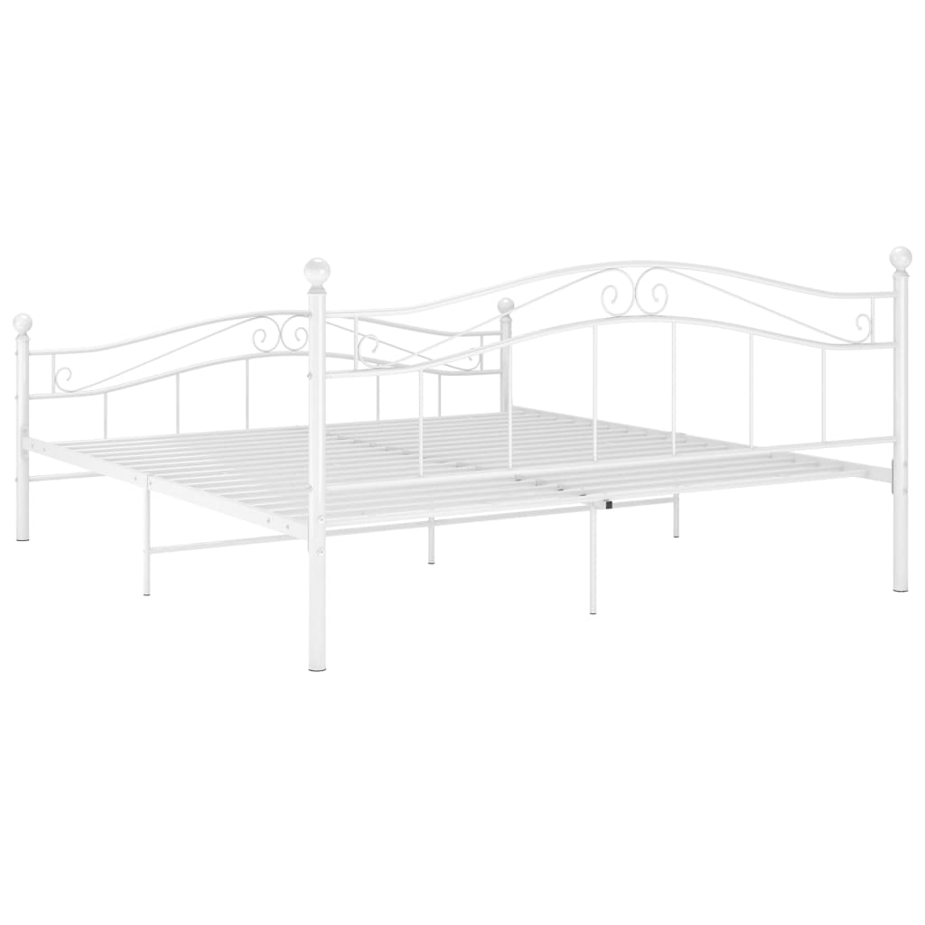 Bed Frame without Mattress White Metal 180x200 cm Super King