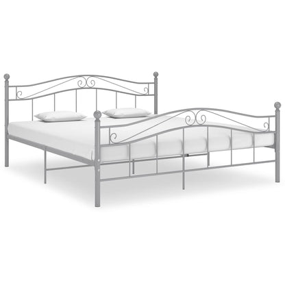 Bed Frame without Mattress Grey Metal 180x200 cm Super King