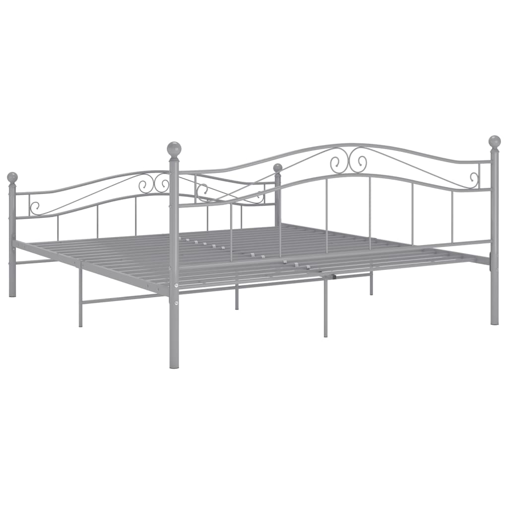 Bed Frame without Mattress Grey Metal 180x200 cm Super King