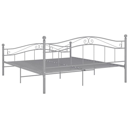 Bed Frame without Mattress Grey Metal 180x200 cm Super King