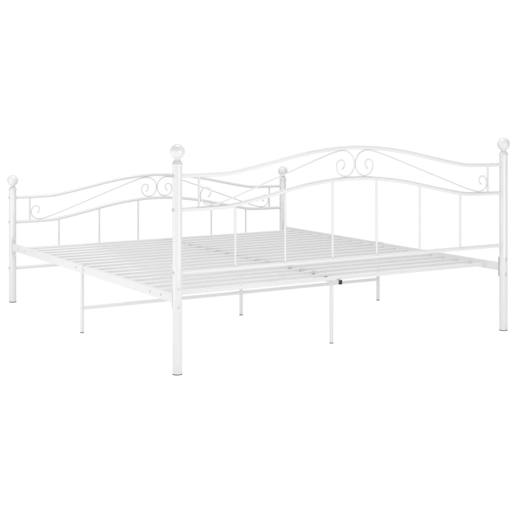 Bed Frame without Mattress White Metal 200x200 cm