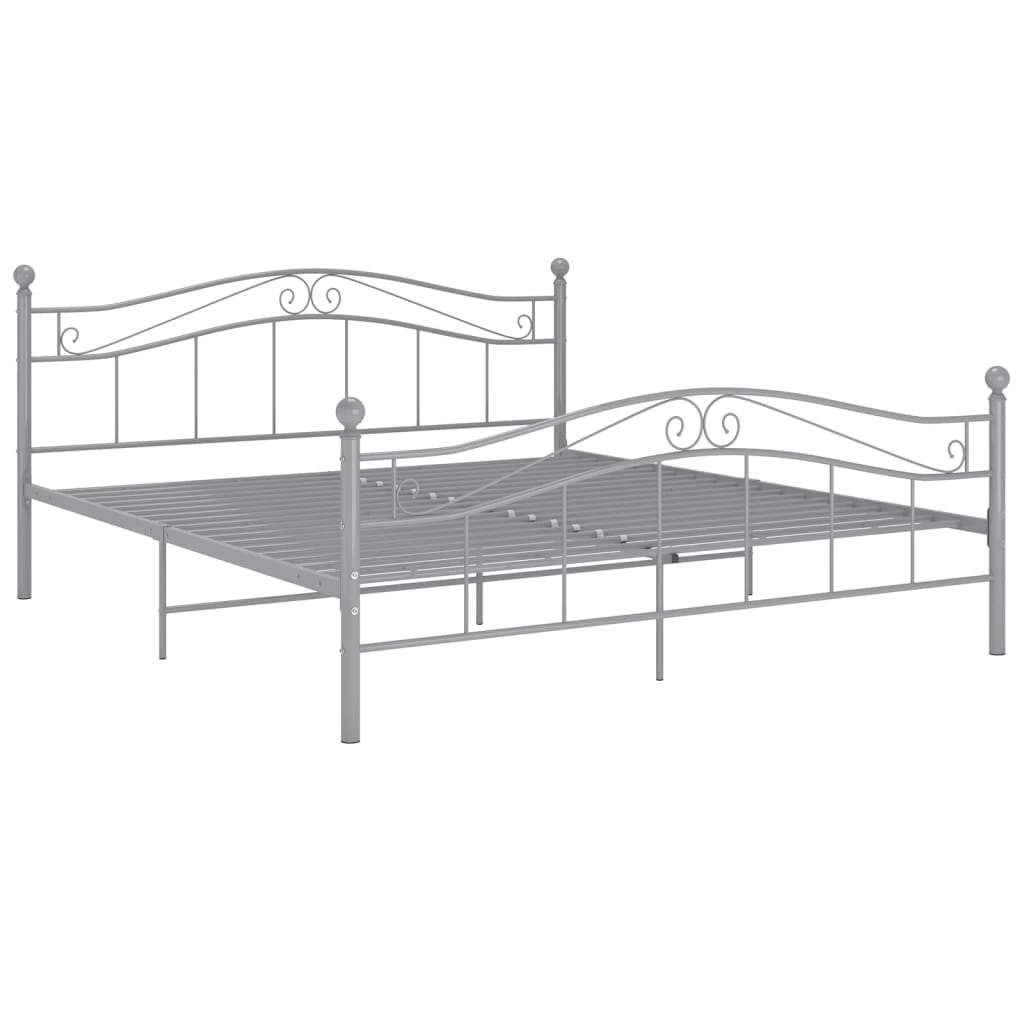 Bed Frame without Mattress Grey Metal 200x200 cm