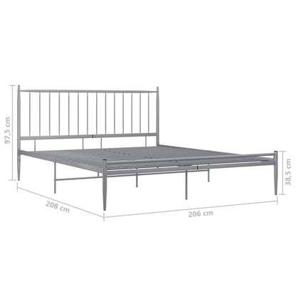 Bed Frame without Mattress Grey Metal 200x200 cm