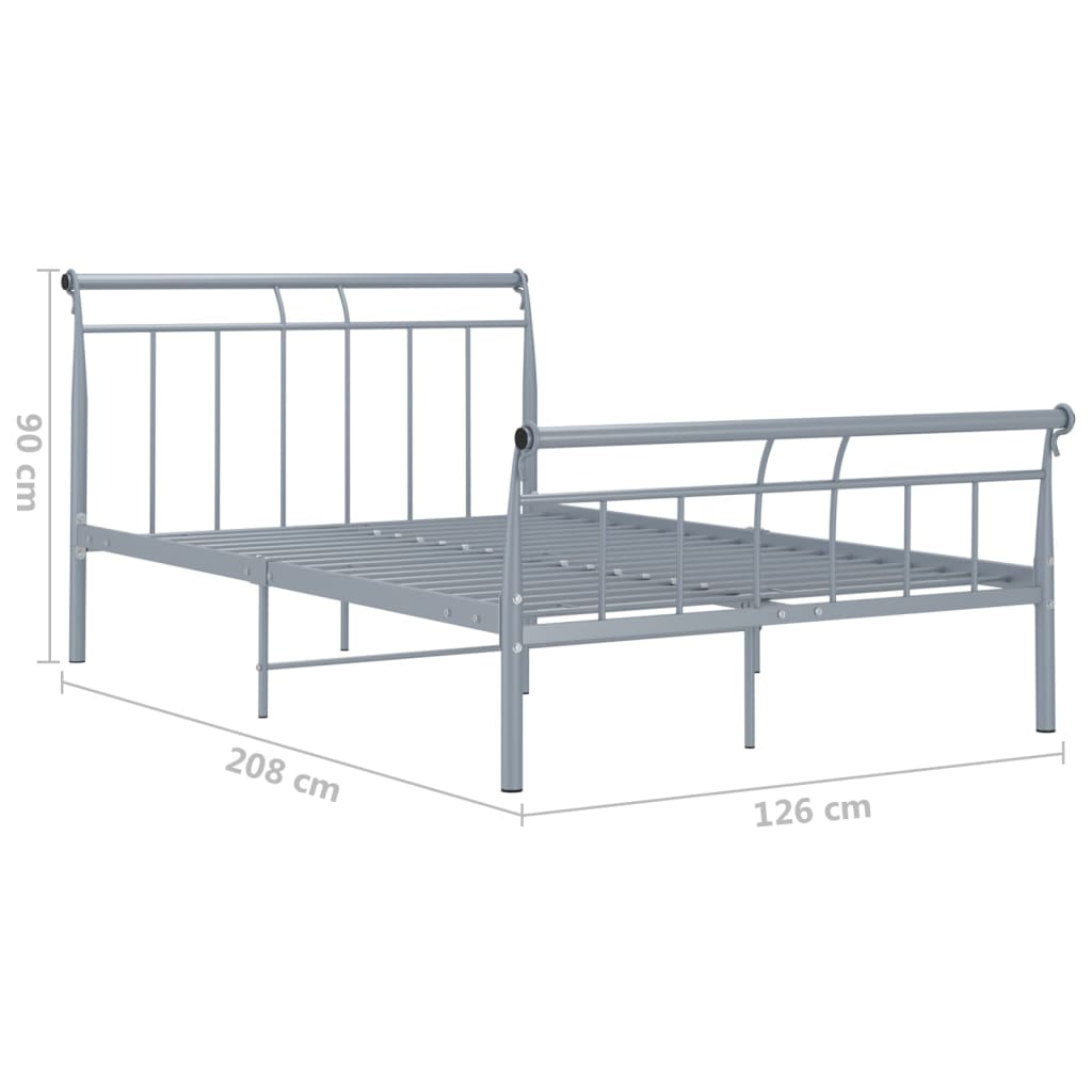 Bed Frame without Mattress Grey Metal 120x200 cm