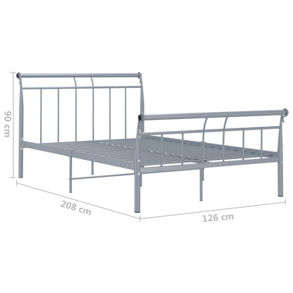 Bed Frame without Mattress Grey Metal 120x200 cm