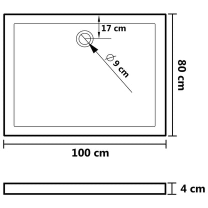 Shower Base Tray with Dots White 80x100x4 cm ABS