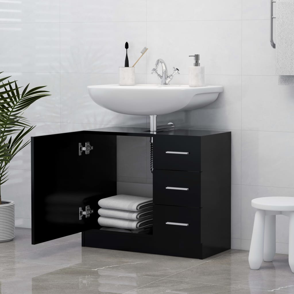 Sink Cabinet Black 63x30x54 cm Engineered Wood