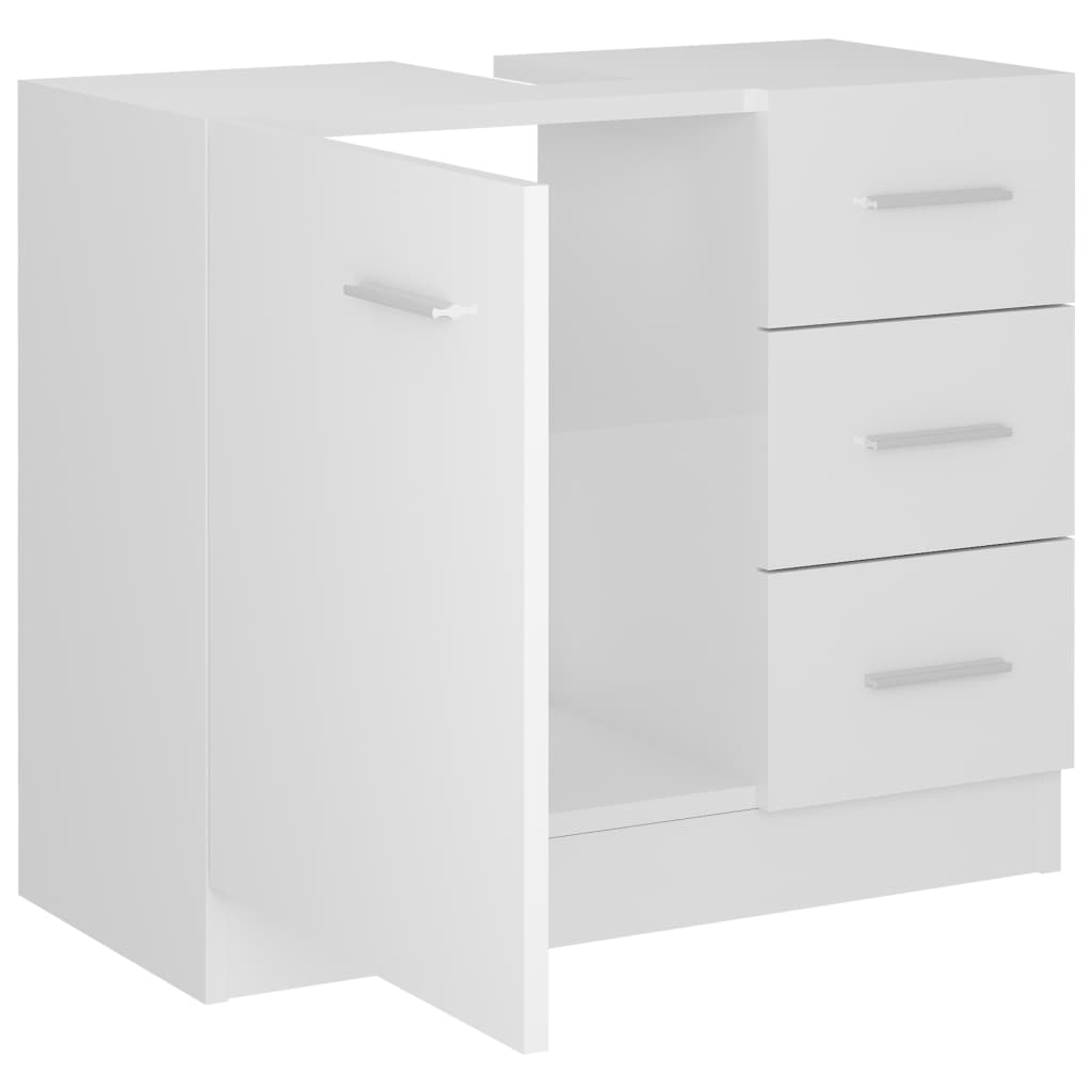 Sink Cabinet High Gloss White 63x30x54 cm Engineered Wood