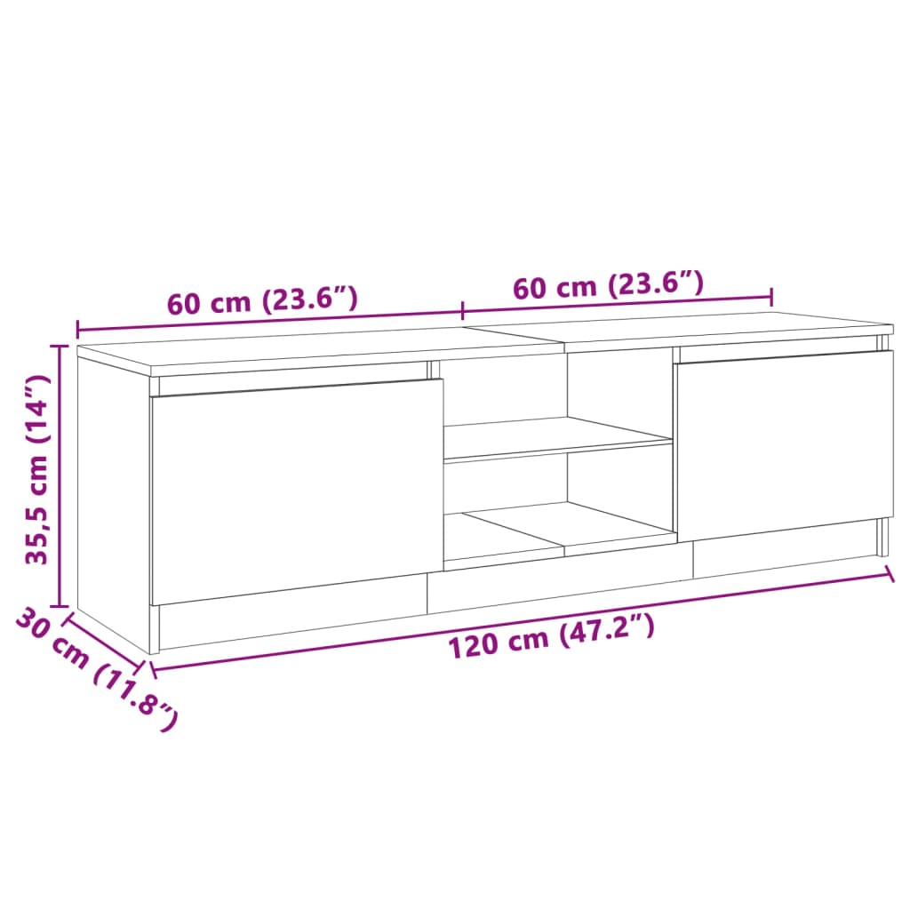 TV Cabinet with LED Lights Sonoma Oak 120x30x35.5 cm