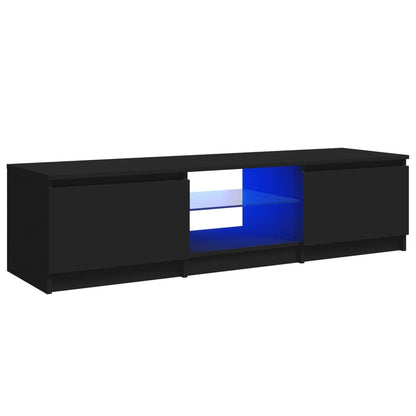 TV Cabinet with LED Lights Black 140x40x35.5 cm