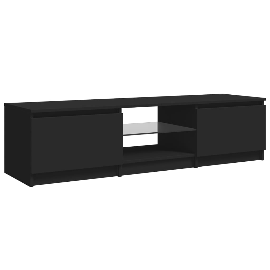 TV Cabinet with LED Lights Black 140x40x35.5 cm