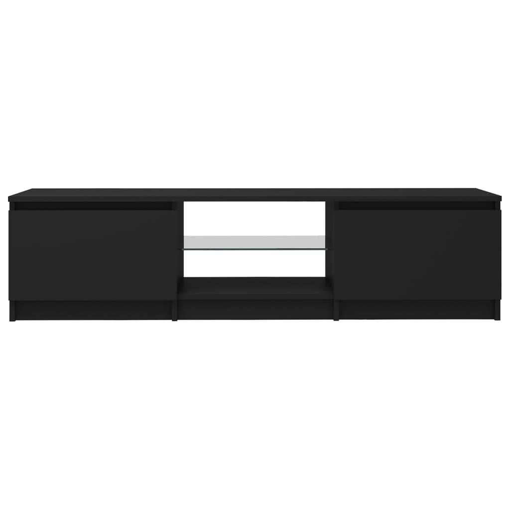 TV Cabinet with LED Lights Black 140x40x35.5 cm