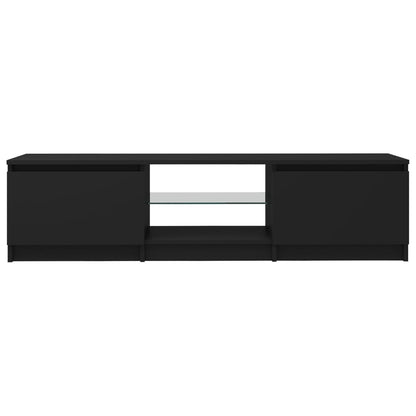 TV Cabinet with LED Lights Black 140x40x35.5 cm