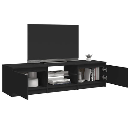 TV Cabinet with LED Lights Black 140x40x35.5 cm