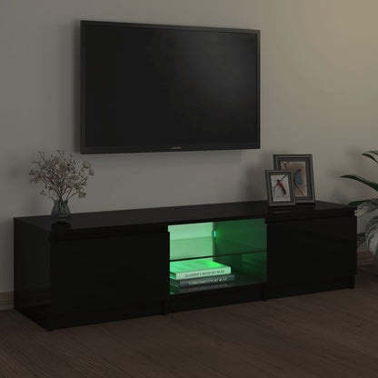 TV Cabinet with LED Lights Black 140x40x35.5 cm