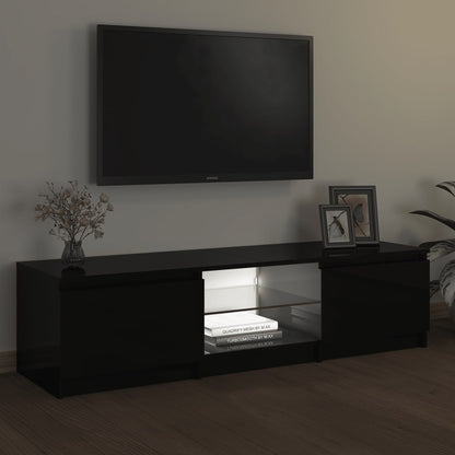 TV Cabinet with LED Lights Black 140x40x35.5 cm