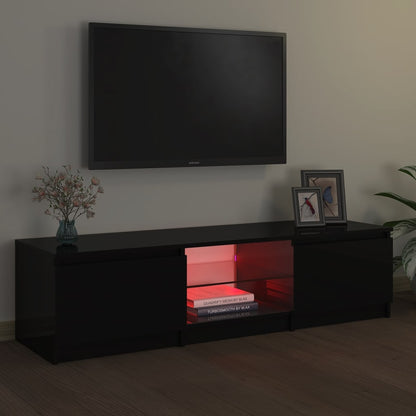 TV Cabinet with LED Lights Black 140x40x35.5 cm