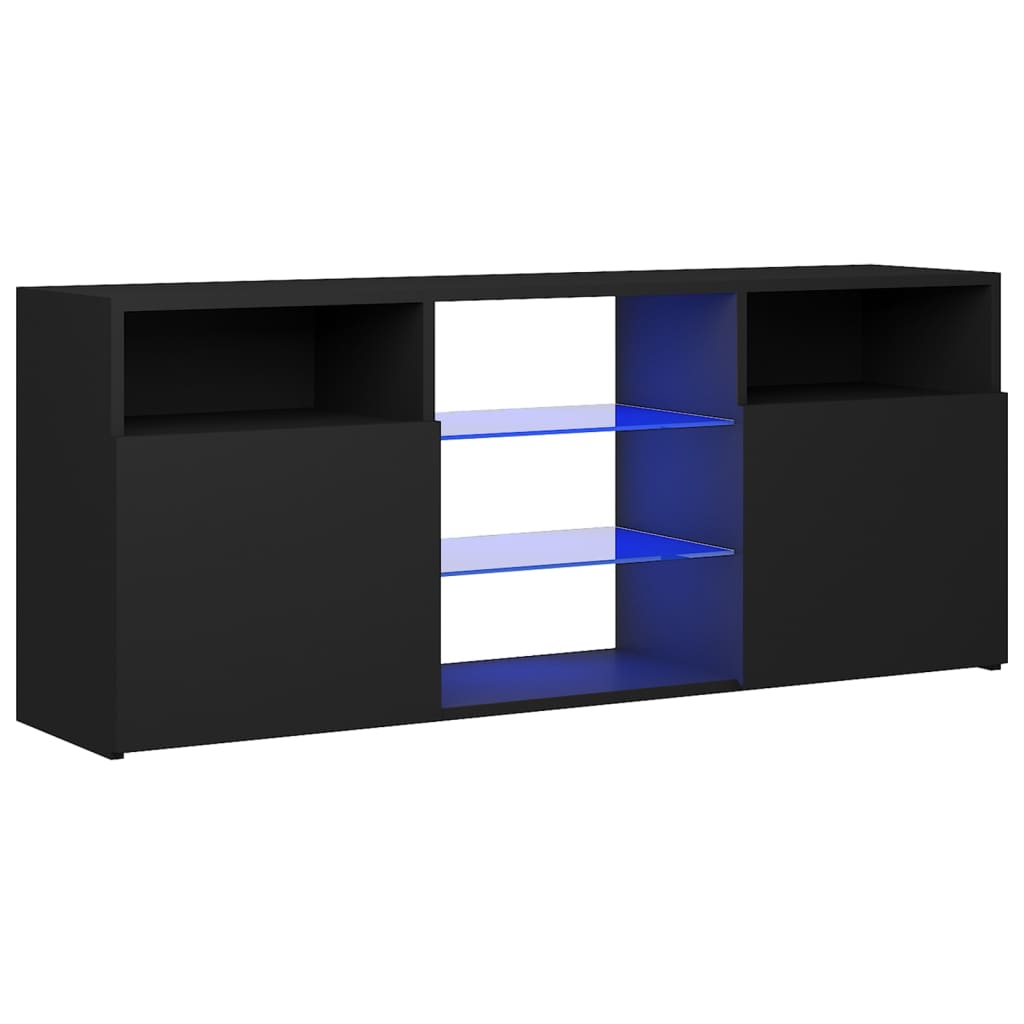 TV Cabinet with LED Lights Black 120x30x50 cm