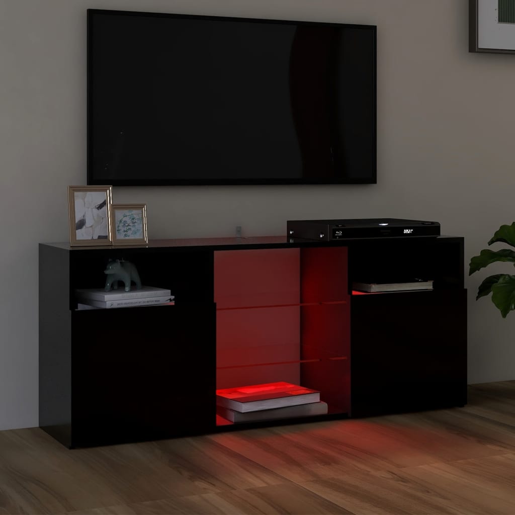 TV Cabinet with LED Lights Black 120x30x50 cm