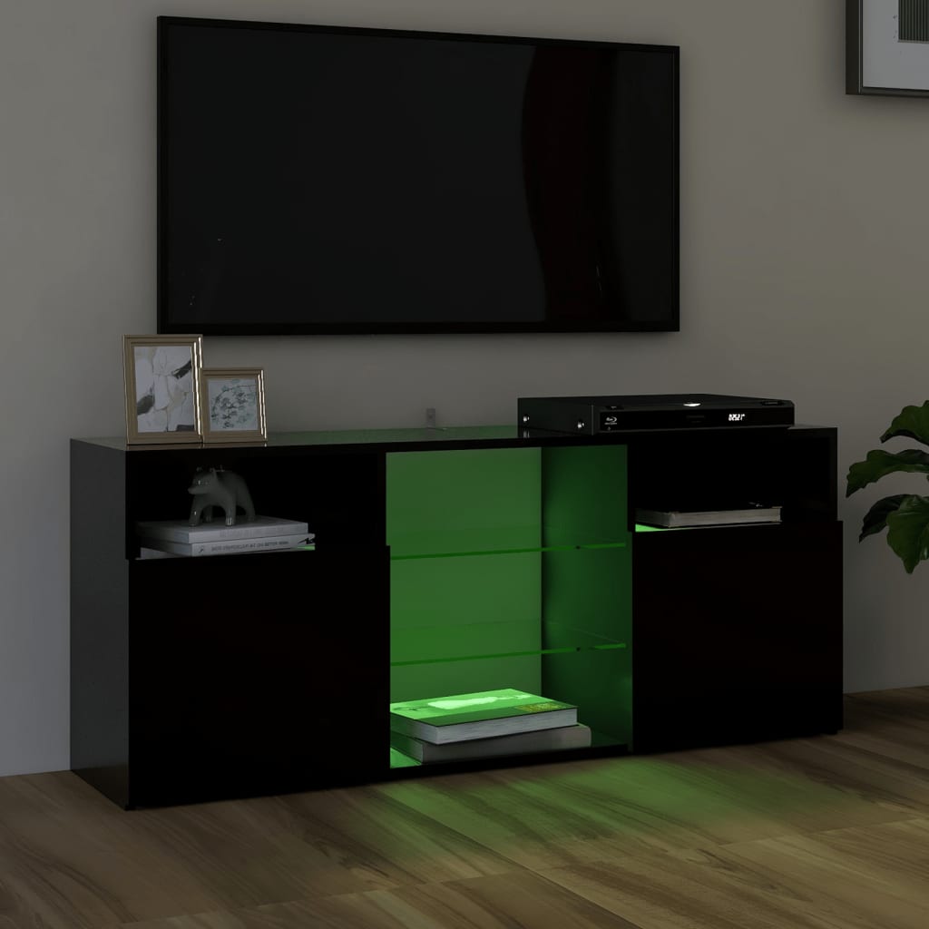 TV Cabinet with LED Lights Black 120x30x50 cm