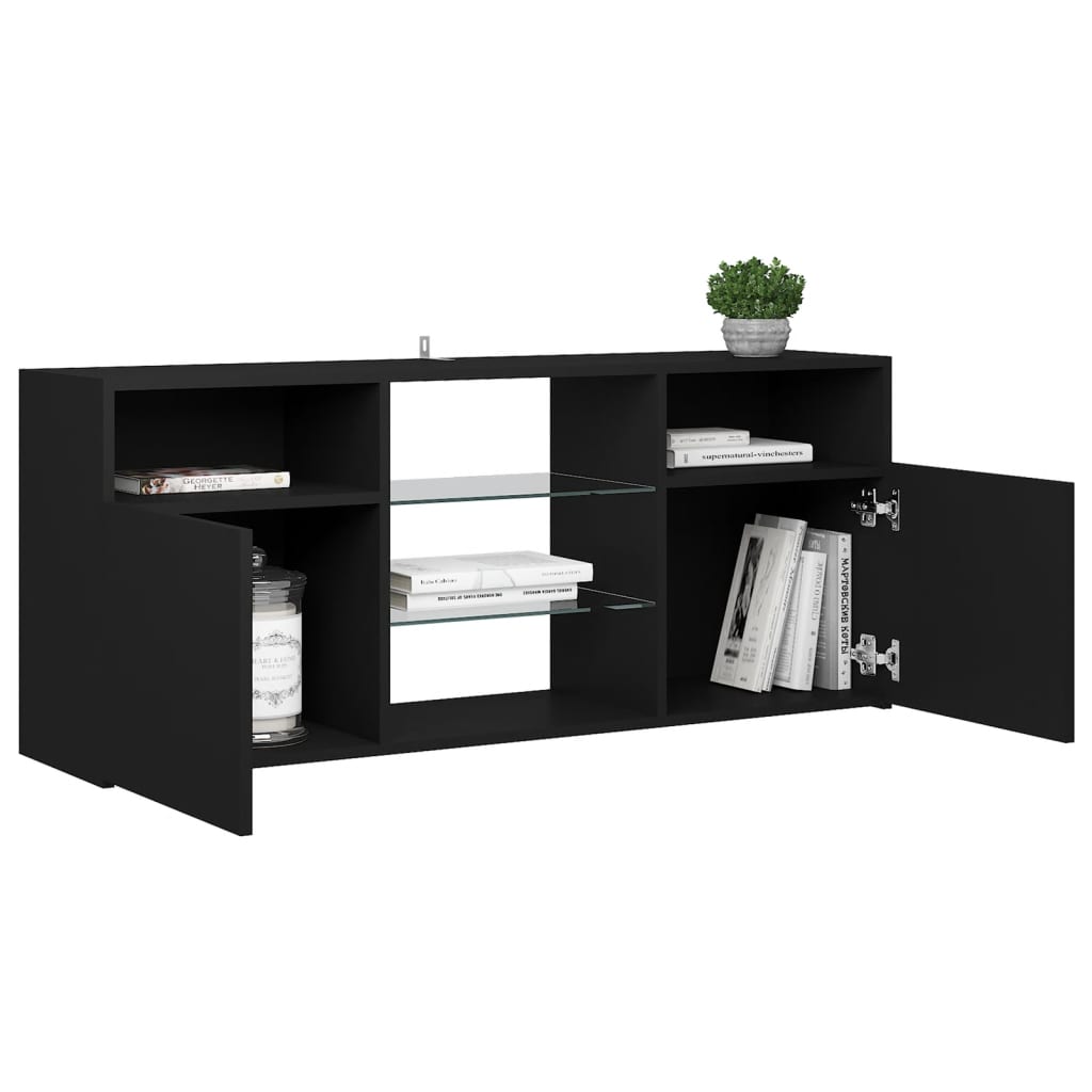 TV Cabinet with LED Lights Black 120x30x50 cm