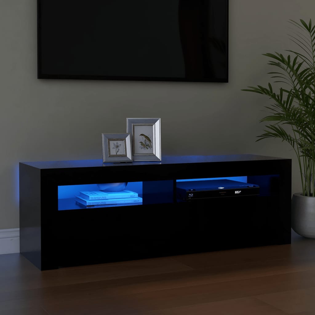 TV Cabinet with LED Lights Black 120x35x40 cm