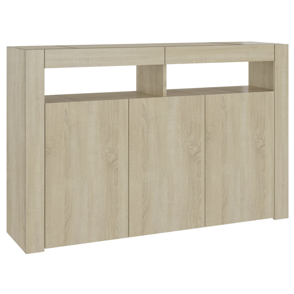 Sideboard with LED Lights Sonoma Oak 115.5x30x75 cm