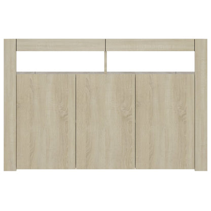 Sideboard with LED Lights Sonoma Oak 115.5x30x75 cm