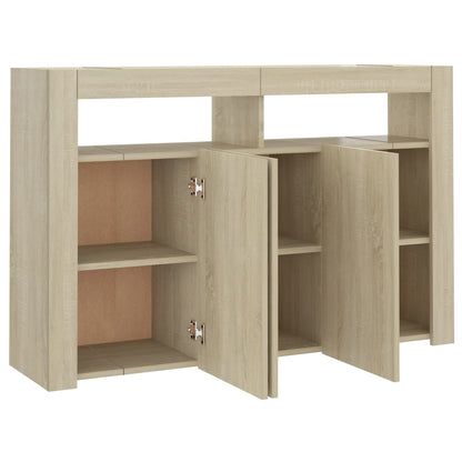 Sideboard with LED Lights Sonoma Oak 115.5x30x75 cm