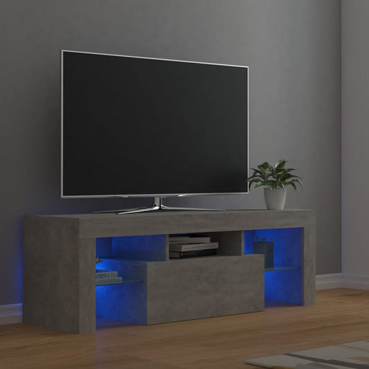 TV Cabinet with LED Lights Concrete Grey 120x35x40 cm