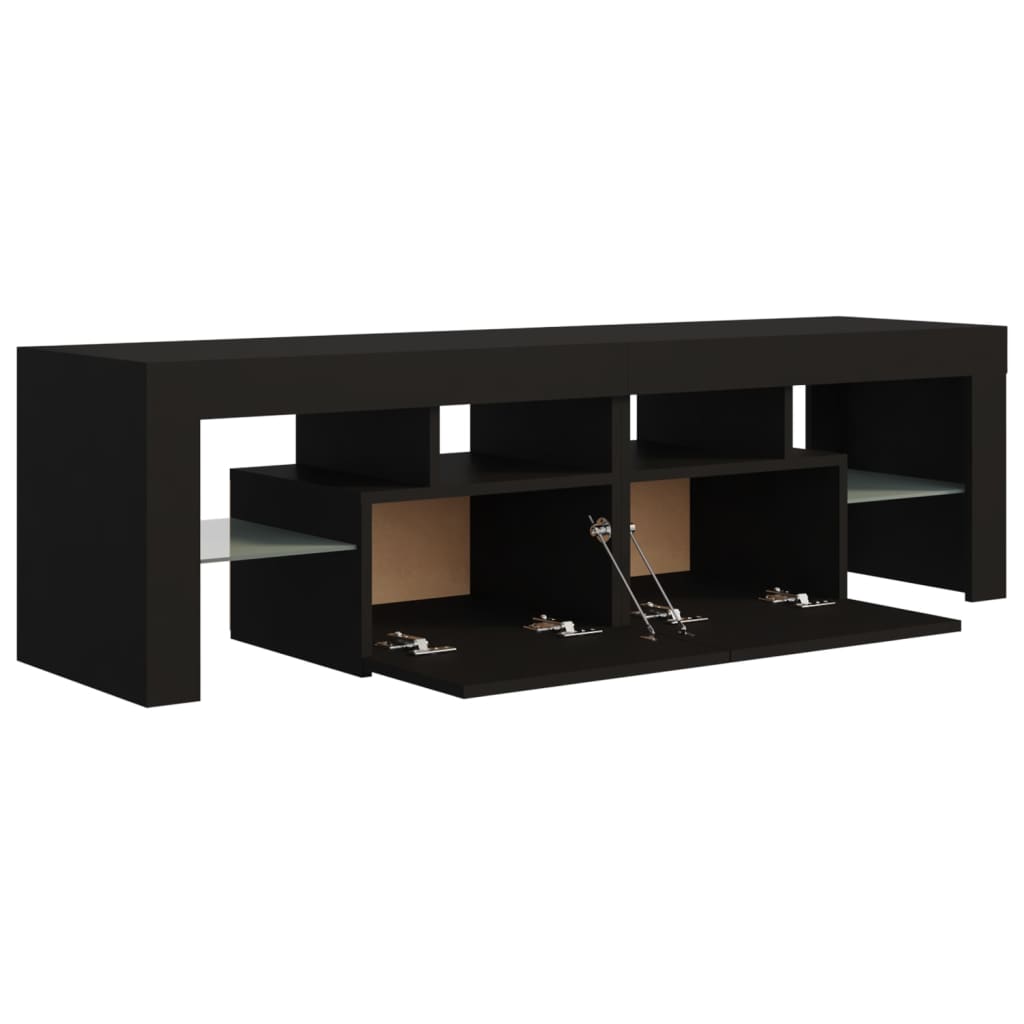 TV Cabinet with LED Lights Black 140x36.5x40 cm