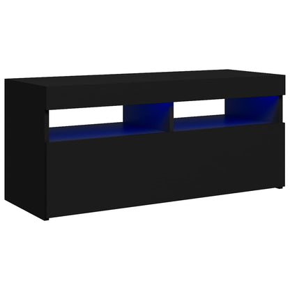 TV Cabinet with LED Lights Black 90x35x40 cm