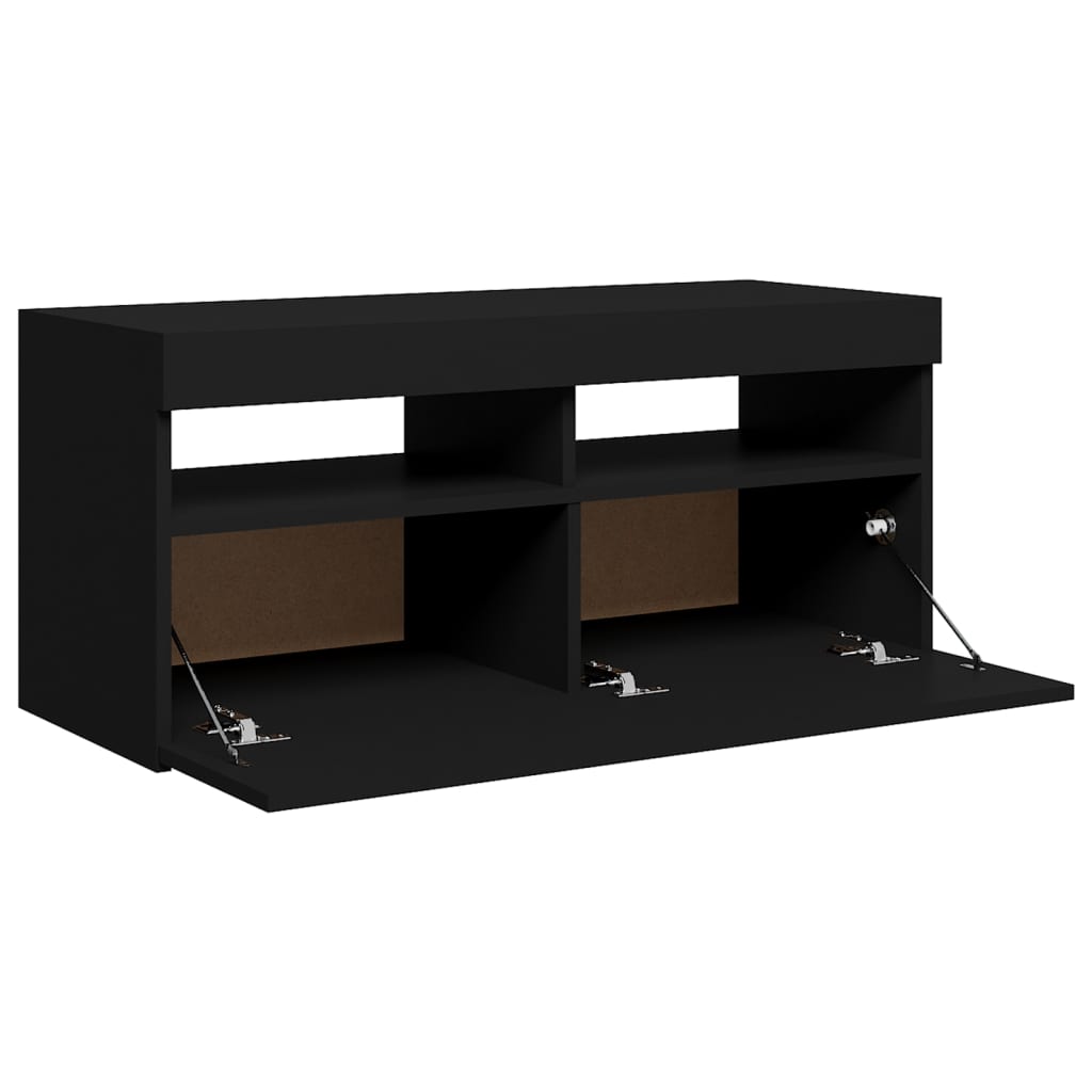 TV Cabinet with LED Lights Black 90x35x40 cm