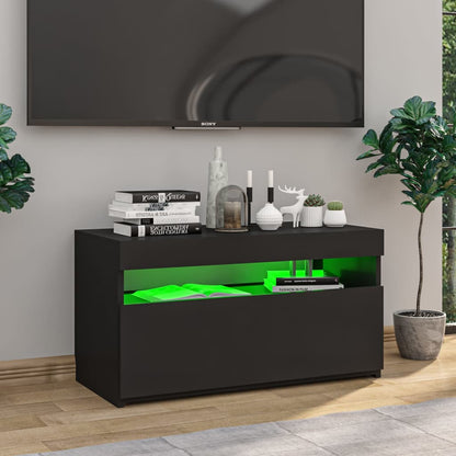 TV Cabinet with LED Lights Black 75x35x40 cm