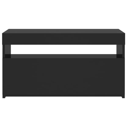 TV Cabinet with LED Lights Black 75x35x40 cm