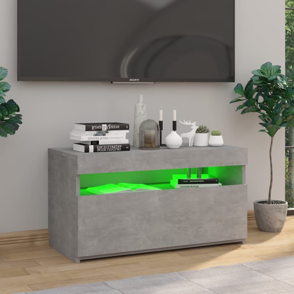 TV Cabinet with LED Lights Concrete Grey 75x35x40 cm