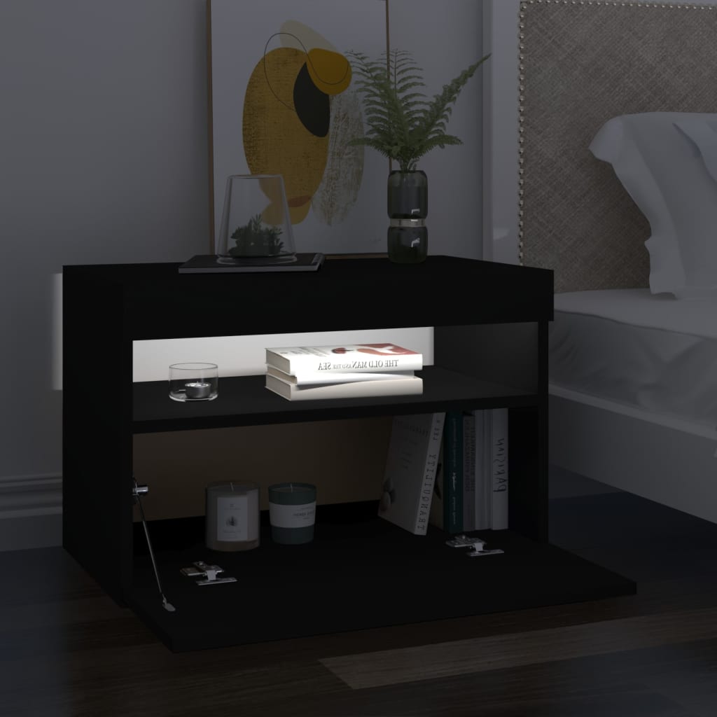 TV Cabinet with LED Lights Black 60x35x40 cm