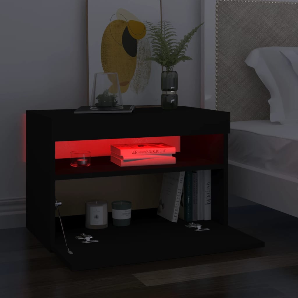 TV Cabinet with LED Lights Black 60x35x40 cm