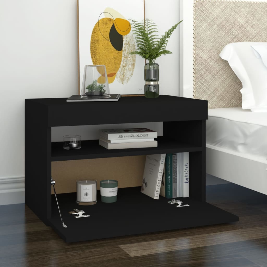 TV Cabinet with LED Lights Black 60x35x40 cm