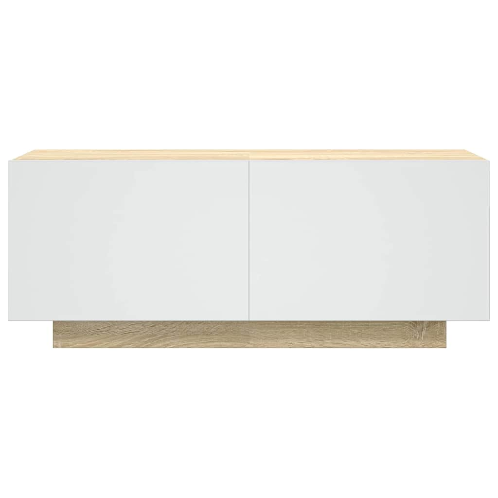 TV Cabinet White and Sonoma Oak 100x35x40 cm Engineered Wood