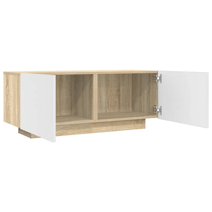 TV Cabinet White and Sonoma Oak 100x35x40 cm Engineered Wood