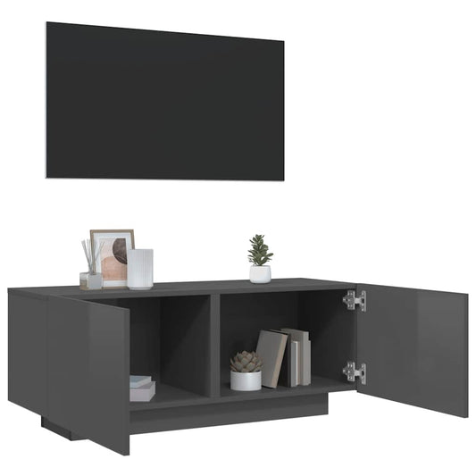 TV Cabinet High Gloss Grey 100x35x40 cm Engineered Wood