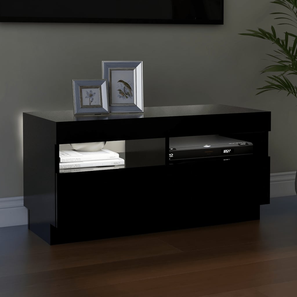 TV Cabinet with LED Lights Black 80x35x40 cm