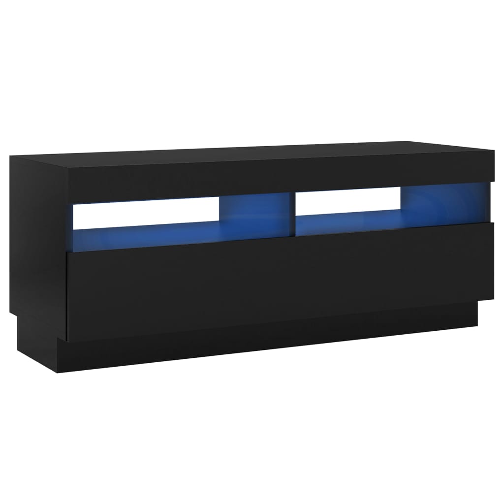 TV Cabinet with LED Lights Black 100x35x40 cm