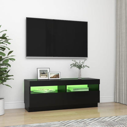 TV Cabinet with LED Lights Black 100x35x40 cm